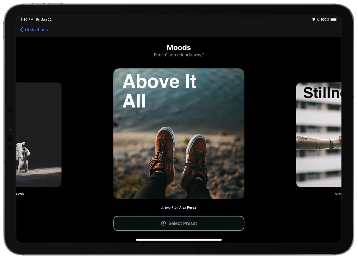 iPad Preset Carousel View